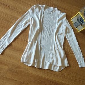 Ann Taylor LOFT cream peplum cardigan
